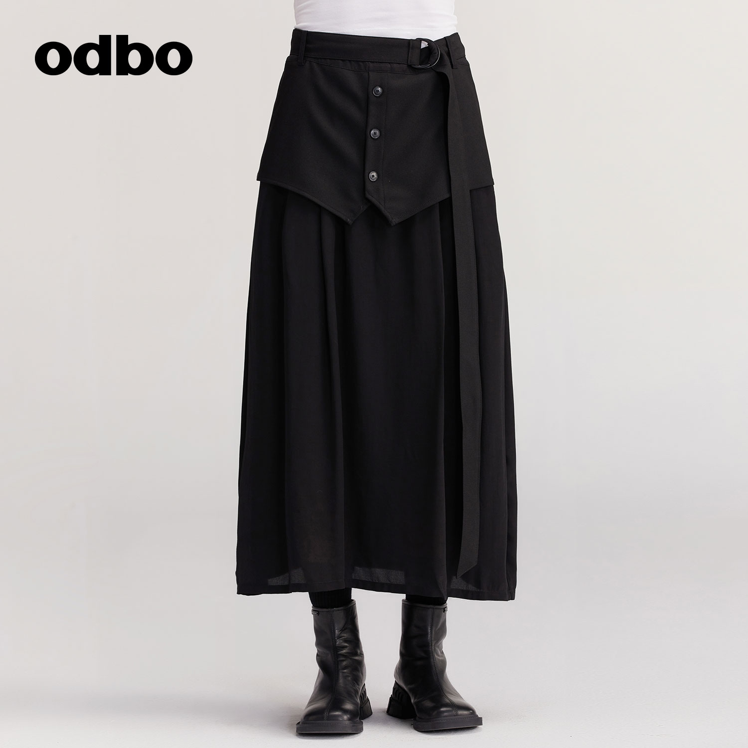 odbo/欧迪比欧原创设计感立体裁剪工装半身裙女秋装新款半裙