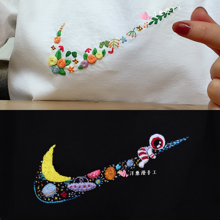 手工刺绣衣服男_手工刺绣t恤衣服材料包情侣卫衣材料包礼物送男友t恤