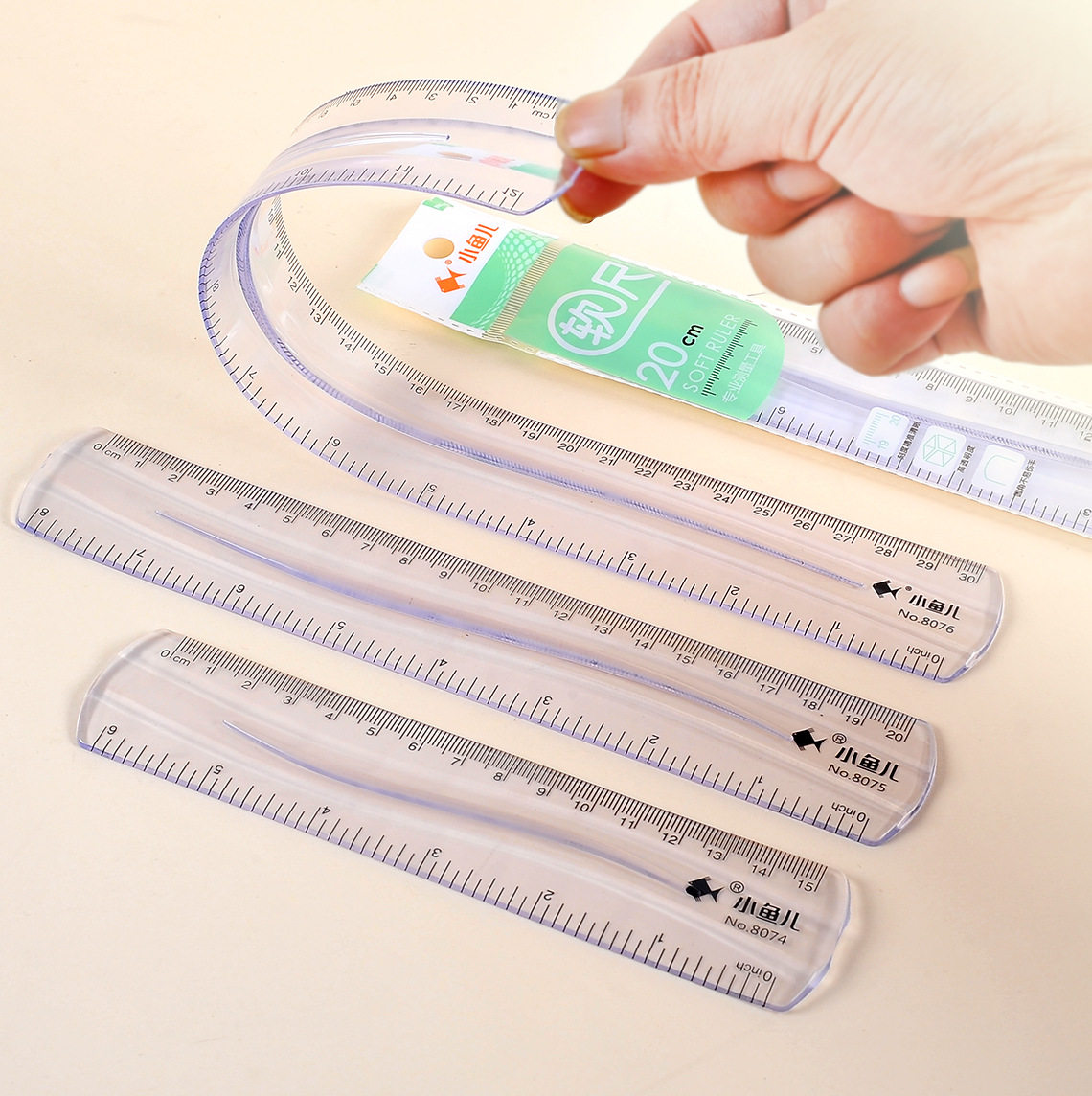 中小学生透明软尺套装儿童用安全英尺寸inch双刻度测量扭弯曲面圆