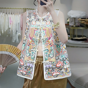 新中式马甲唐装汉服女成人夏季马夹背心小衫开衫外搭国风刺绣上衣