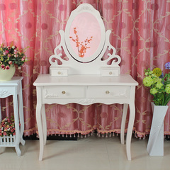 欧式白色梳妆台简约小户型宜家化妆桌现代韩式实木组装简易卧室