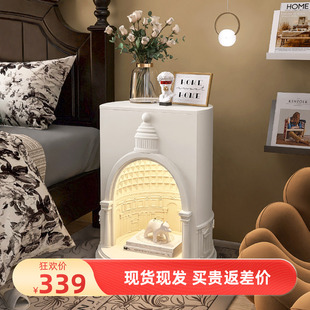 法式奶油风床头柜简约现代创意高级床边柜小型卧室收纳储物置物柜