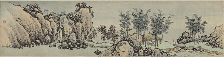 古代名家青绿山水画长卷装饰画礼品手卷装裱 绿水青山