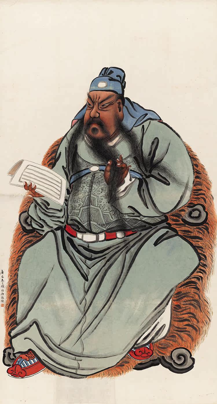 关羽读书国画人物画水墨水墨画画艺术微喷复制宣纸国画