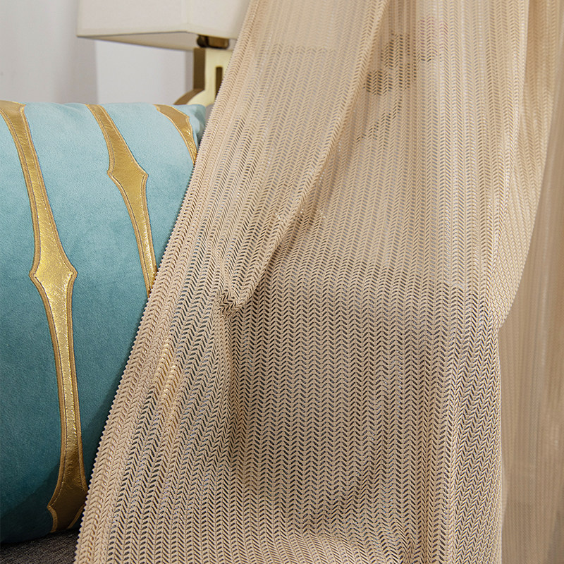 轻奢窗帘北欧简约鱼骨纱纱帘窗纱免烫客厅落地窗飘窗卧室餐厅办公