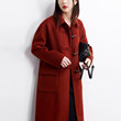 Red Ox Horn Button Double-sided Denim Cashmere Coat New Red Woollen Medium Length Double-sided Wool Coat For Women Red Ox Horn Button Double-sided Denim Cashmere Coat New Red Woollen Medium Length Double-sided Wool Coat For Women