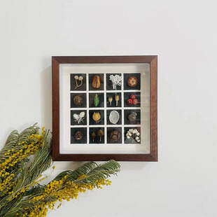 干花相框复古植物手作标本相框摆台果实树叶森系装饰画墙壁挂成品
