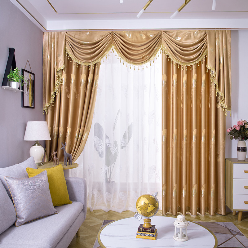 全遮光窗帘布料成品现代简约北欧式客厅卧室防晒隔热加厚定制窗幔