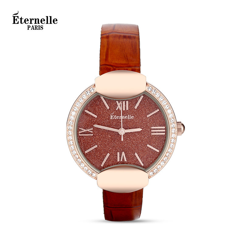 石英表男表真皮时装_法国eternelle进口机芯石英表时装表 防水手表