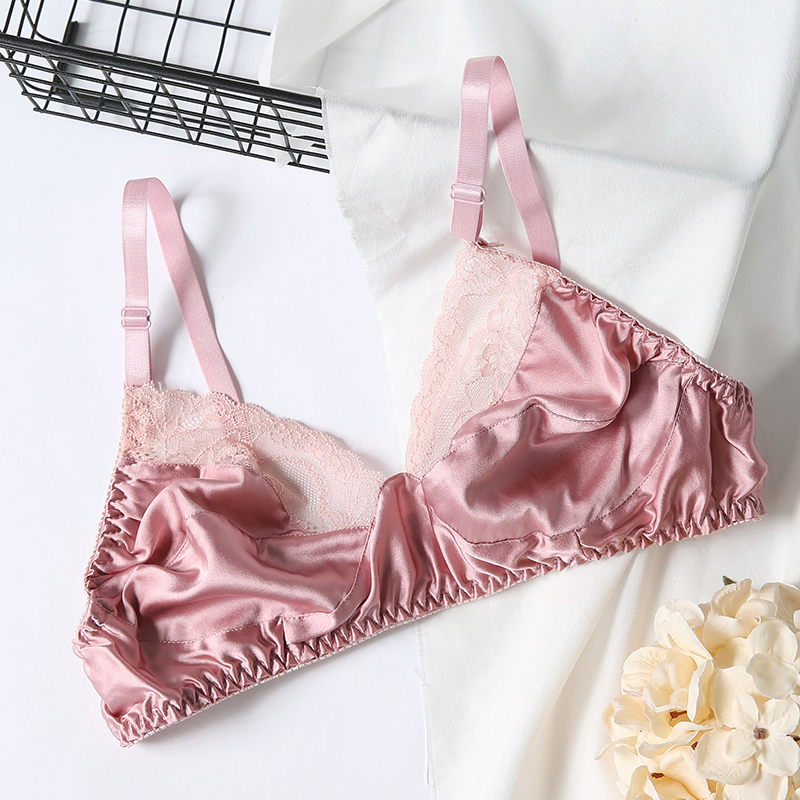 超薄款真丝文胸100%桑蚕丝双面无钢圈无海绵性感无痕保健内衣乳罩