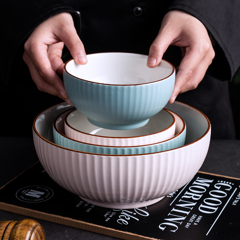 碗单个家用陶瓷创意个性碗盘学生泡面碗简约汤碗北欧可爱少女心