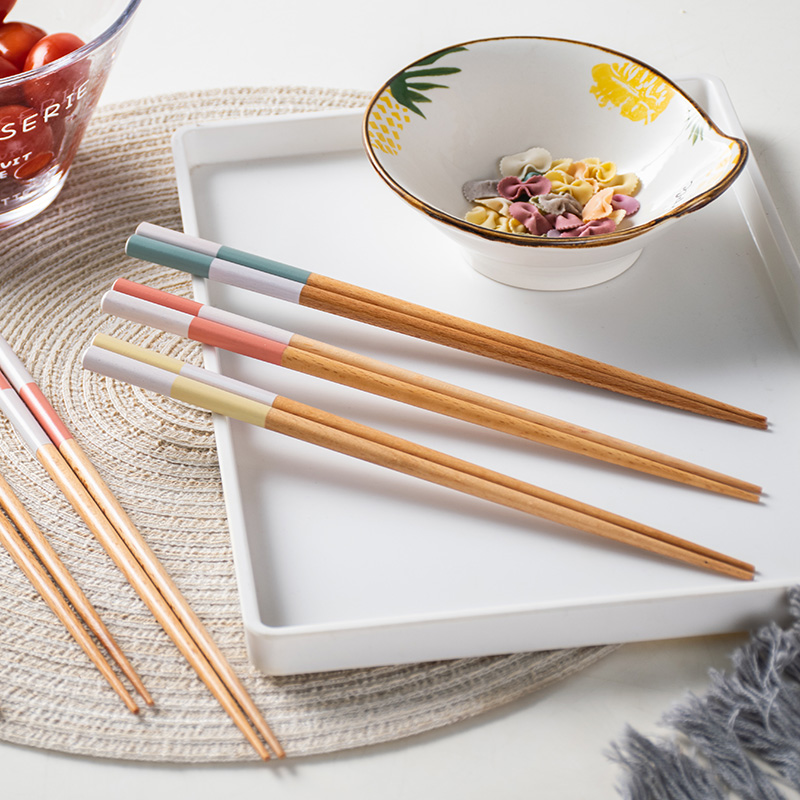 筷子家用木筷子防滑日式创意长筷子套装高档家庭2021新款一人一筷