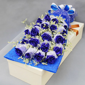 【天天特价】蓝玫瑰礼盒仿真蓝色妖姬花束情人节闺蜜结婚生日礼盒