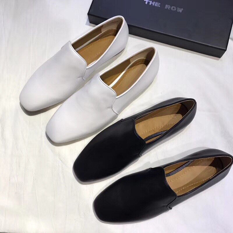 the row简约一脚蹬乐福鞋anna同款小白鞋懒人鞋真皮平底单鞋女