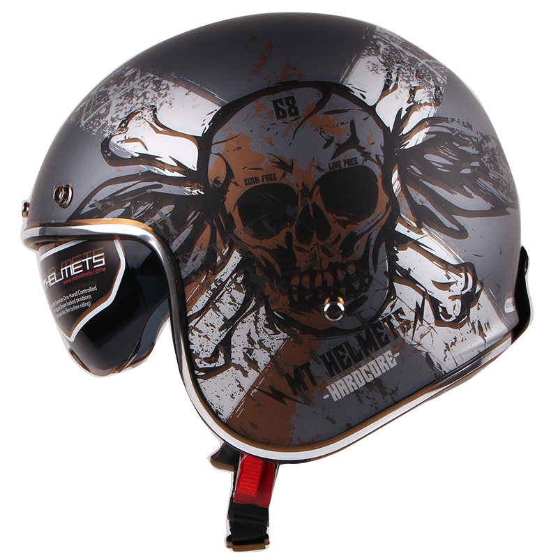 西班牙mt复古头盔电动车摩托车机车男女四冬季34哈雷半盔安全帽