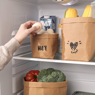 可水洗牛皮纸袋加厚冰箱用果蔬收纳袋花盆防水防油厨房烘焙食品袋