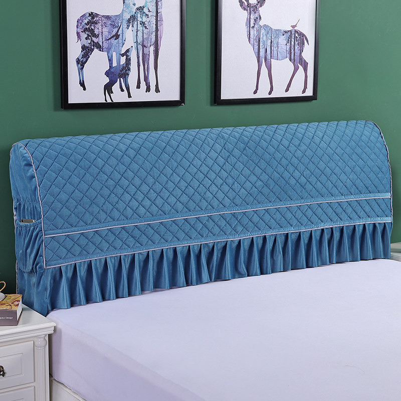 布艺床头套盖布简约现代全包弧形床头罩1.8m软包靠背罩防尘保护套