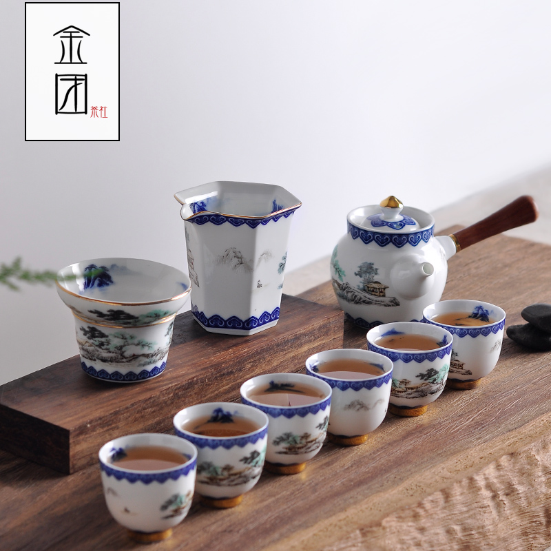 金團 整套陶瓷茶具套裝家用功夫茶具茶壺茶杯子三才蓋碗創意茶具在類目 餐飲具, 茶具, 功夫茶具中 - 來自Buy2taobao.com提供專業的淘寶代購服務