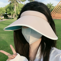 夏季uv空顶防晒帽女防紫外线大帽檐户外骑车遮脸桃心遮阳太阳帽子