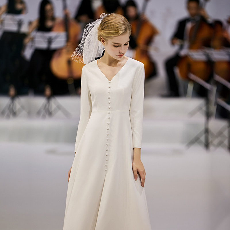 满庭芳【素瓷】礼服裙女2019新款佯装小礼服答谢宴生日派对连衣裙