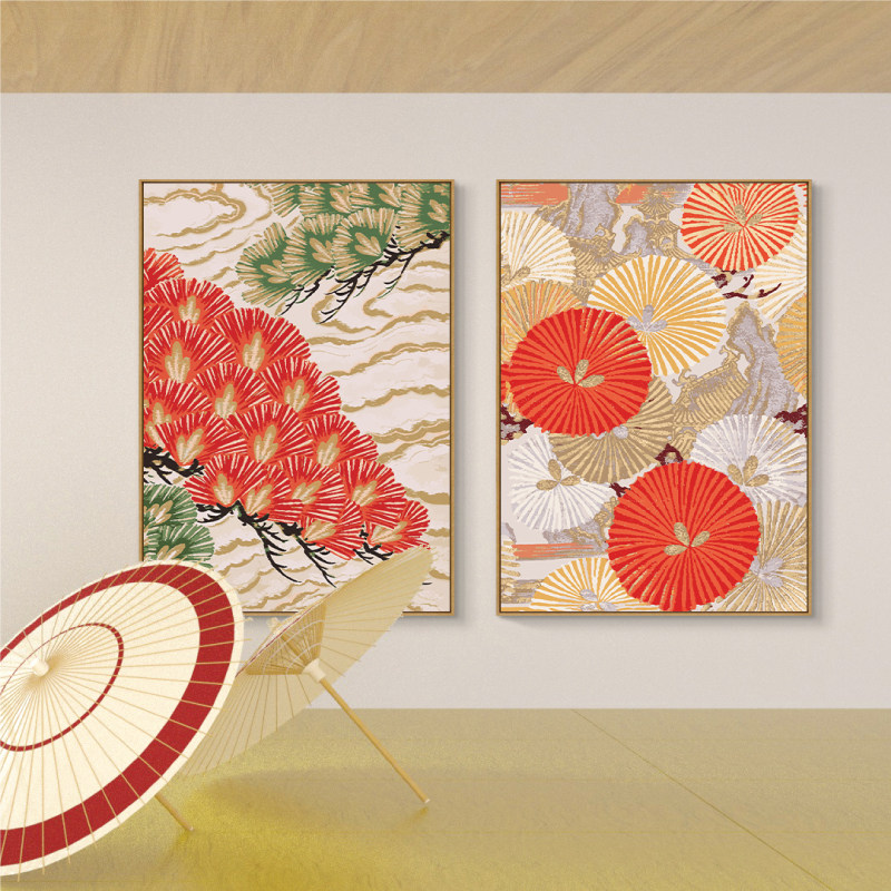 璞图日式挂画矢量花纹和风榻榻米壁画日料餐厅民宿酒店美容装饰画