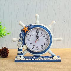 创意钟表摆件书房卧室座钟台钟地中海风格领航舵手造型个性钟表
