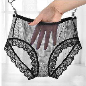 性感内裤女士诱惑超薄网纱透明裆三角内裤加大码胖人火辣底裤