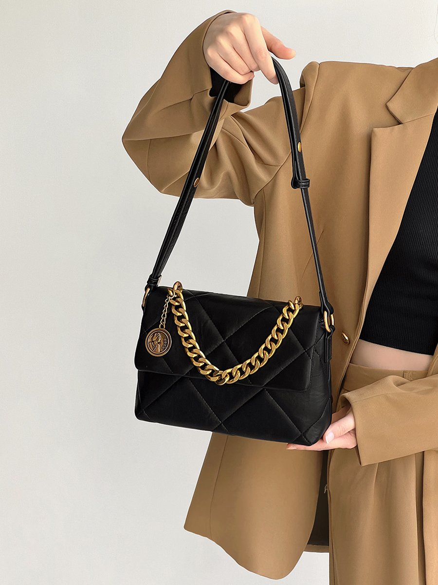 小瑞靓包硬币链条包高级感菱格包包女2022新款单肩斜挎包腋下包