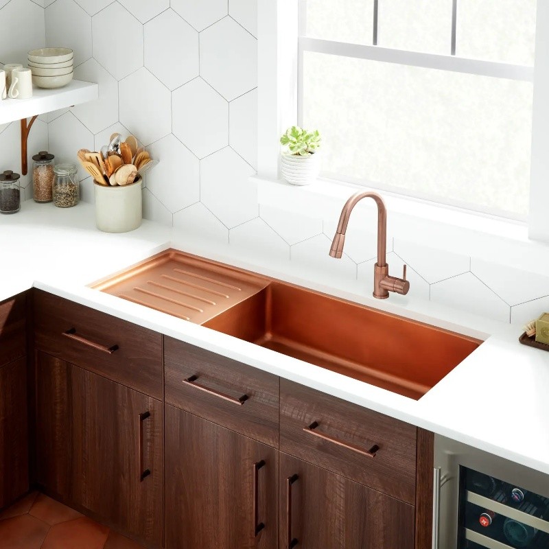 阳台洗衣盆美式厨房铜水槽带沥水吧台洗水果盆洗菜盆洗碗盆铜水池