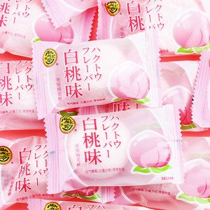 徐福记白桃味夹馅棉花糖500g散称批发结婚喜糖果水果味夹心软糖