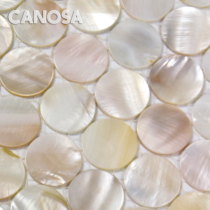 【卡诺莎】贝壳马赛克 SN25001 自然色圆形颗粒  吧台卫生间瓷砖