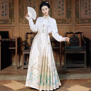明制织金马面裙改良小个子日常上班穿的汉服新中式女装中国风套装