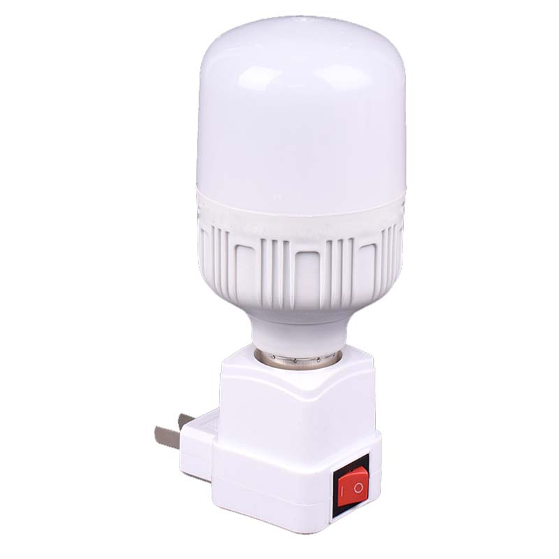 插座灯插头式灯泡灯座直插小夜灯卧室床头带开关螺口家用白色万向
