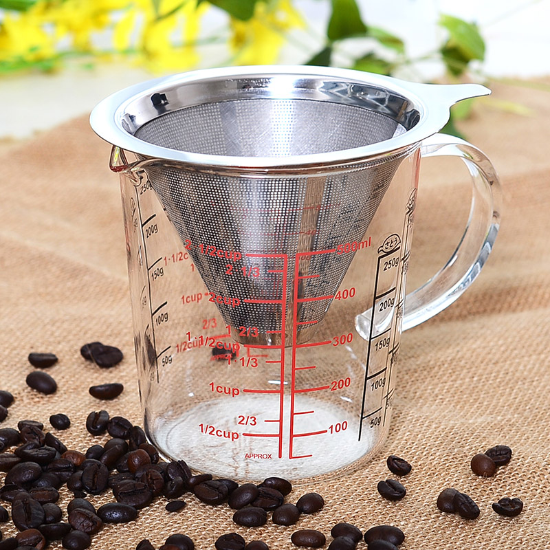 耐热玻璃量杯 带刻度杯 牛奶杯带盖量水杯可微波炉500ml多刻度