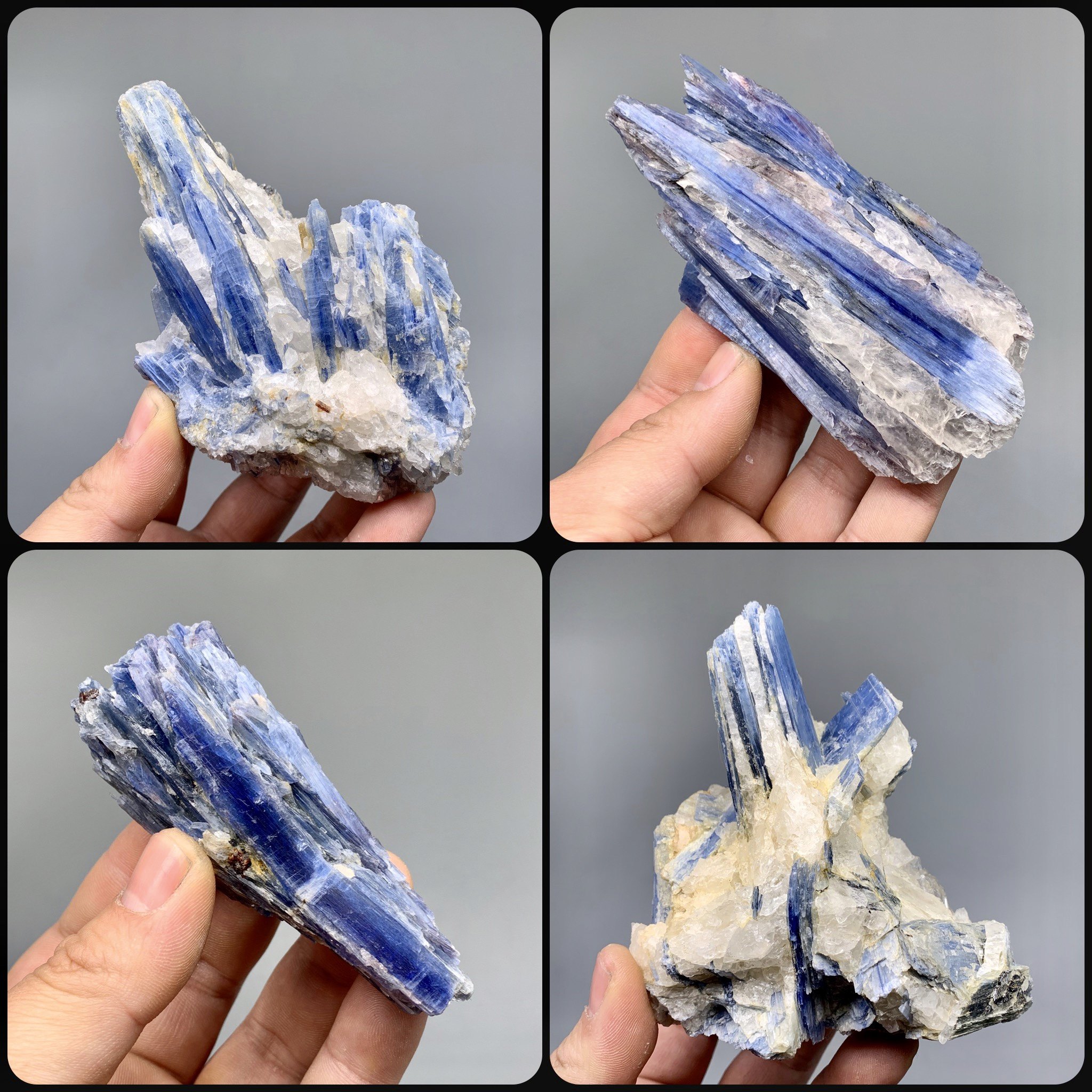 马达加斯加蓝晶石石英原矿石 天然矿物晶体教学标本 奇石摆件科普