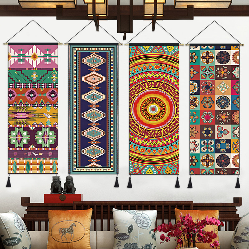 民宿装饰布艺挂画民族风挂布波西米亚挂毯布画客厅卧室床头壁毯画