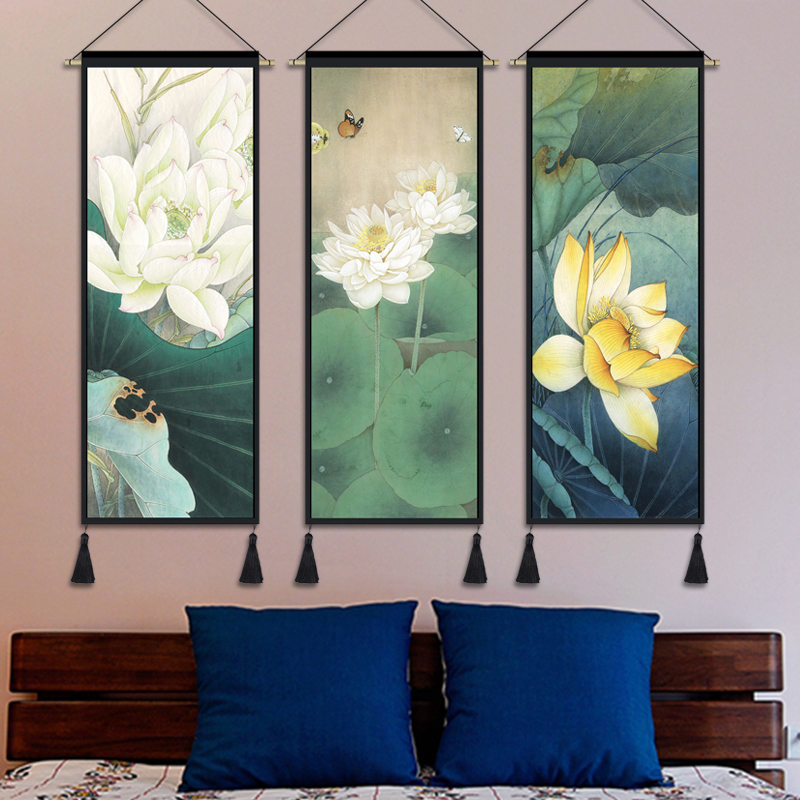 中式中国风挂布挂毯玄关客厅背景墙布画招财荷花装饰画卧室挂画|ruв категории домашний ткань, гобелен/гобелен - от Buy2taobao.com для оказания профессиональной услуги покупки агента Taobao