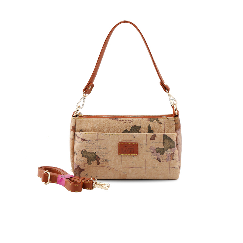 地图包包女2021新款中年女士包斜挎包妈妈小包百搭单肩包婆婆包包