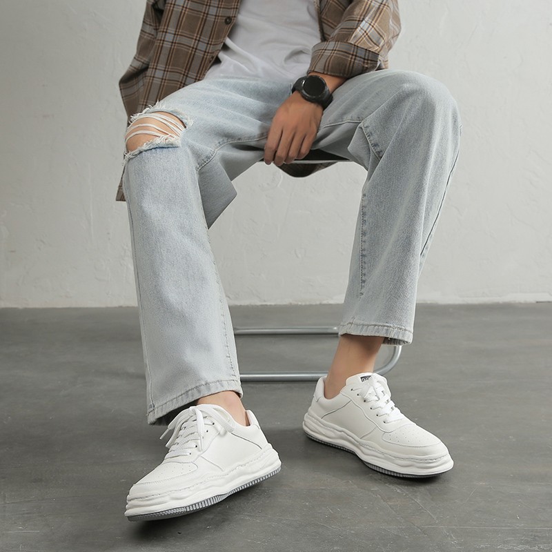 溶解鞋小白鞋少年感白鞋子男百搭韩版青春潮流男鞋厚底白色板鞋男