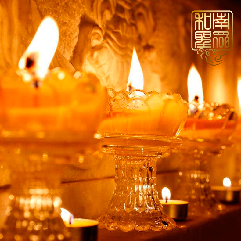 佛堂寺庙供佛长明灯天然无烟黄色玻璃酥油灯座莲花灯蜡烛20小时支