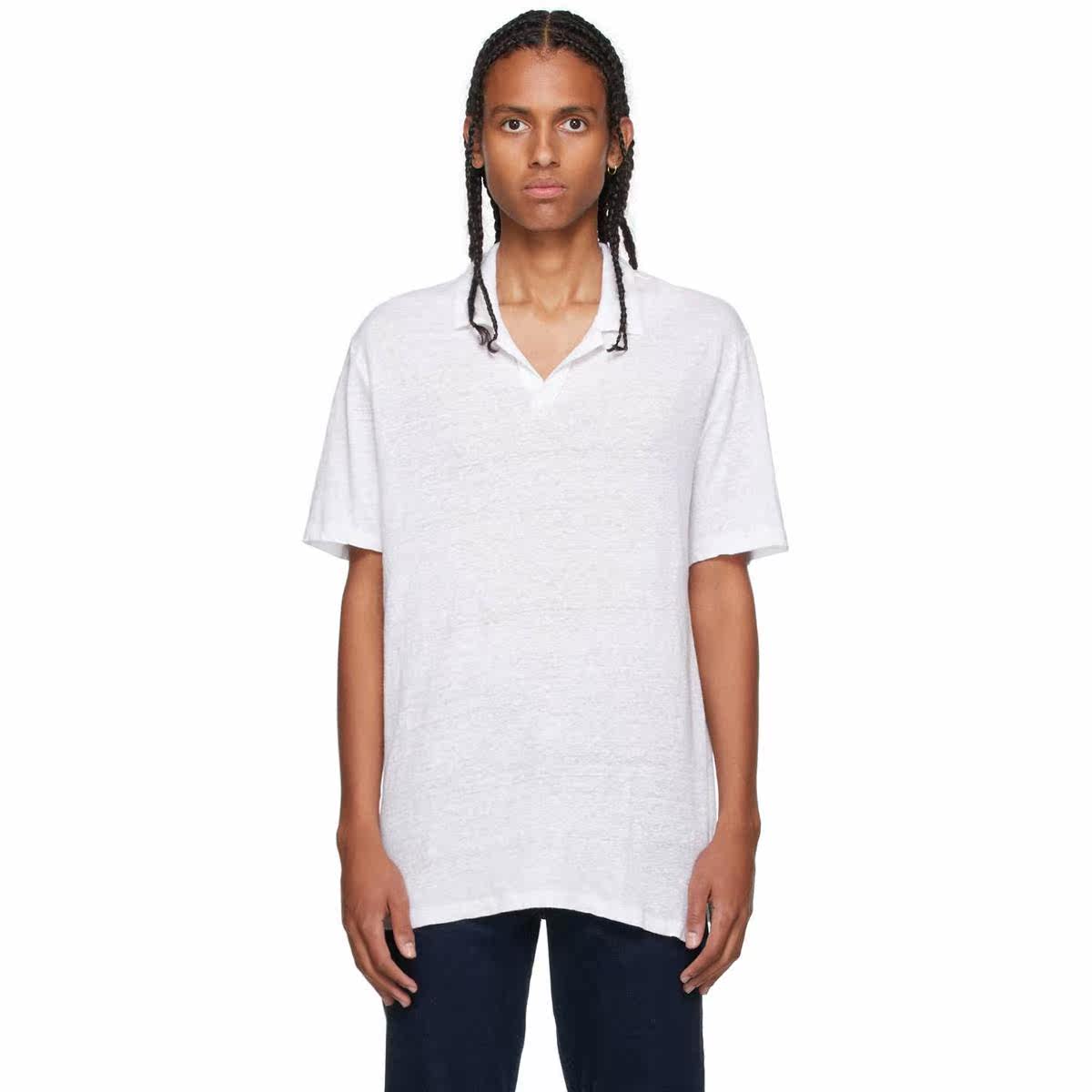 含税代购officine generale 白色 simon 亚麻 polo 衫2022新款