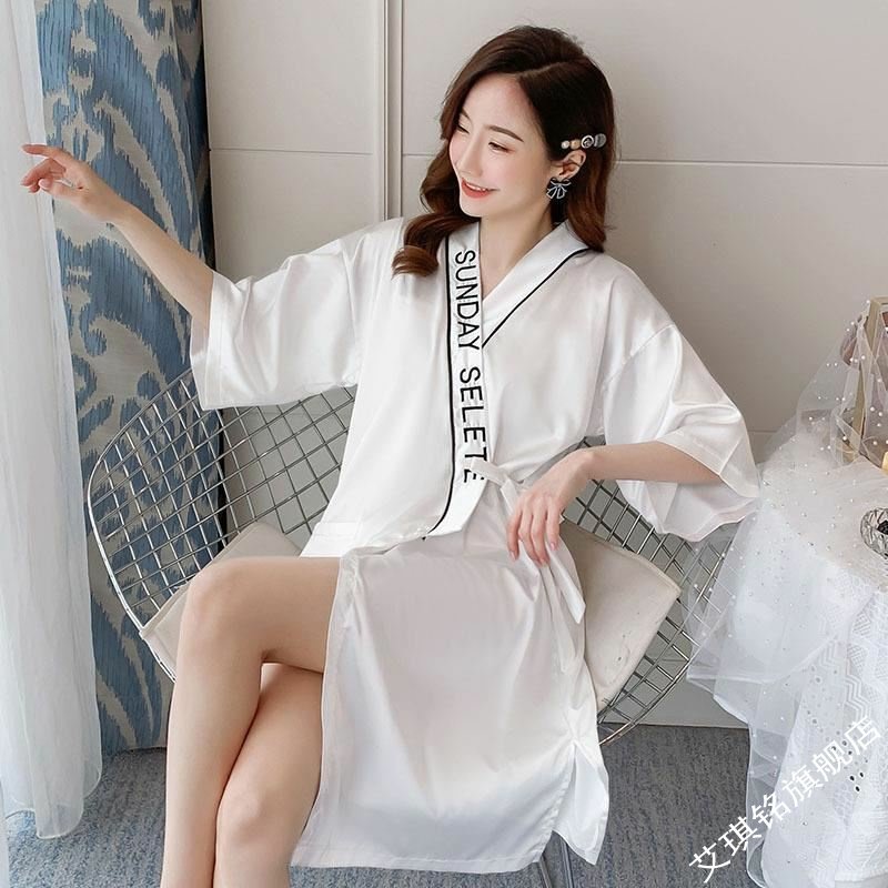 睡袍女夏季复古睡衣新娘晨袍百搭闺蜜派对薄款婚礼伴娘团结婚浴袍