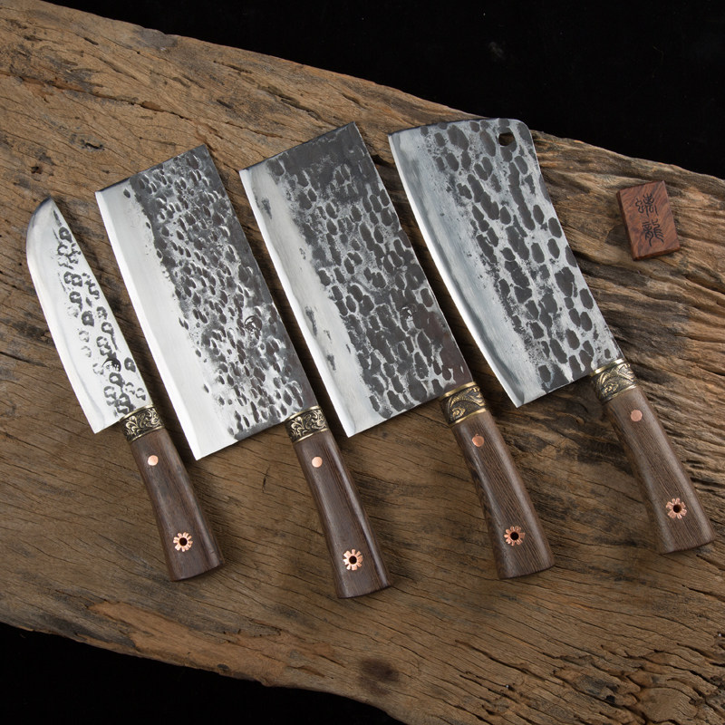 龙泉螭龙纯手工锻打家用全套菜刀厨房组合水果刀斩切锋利套装刀具