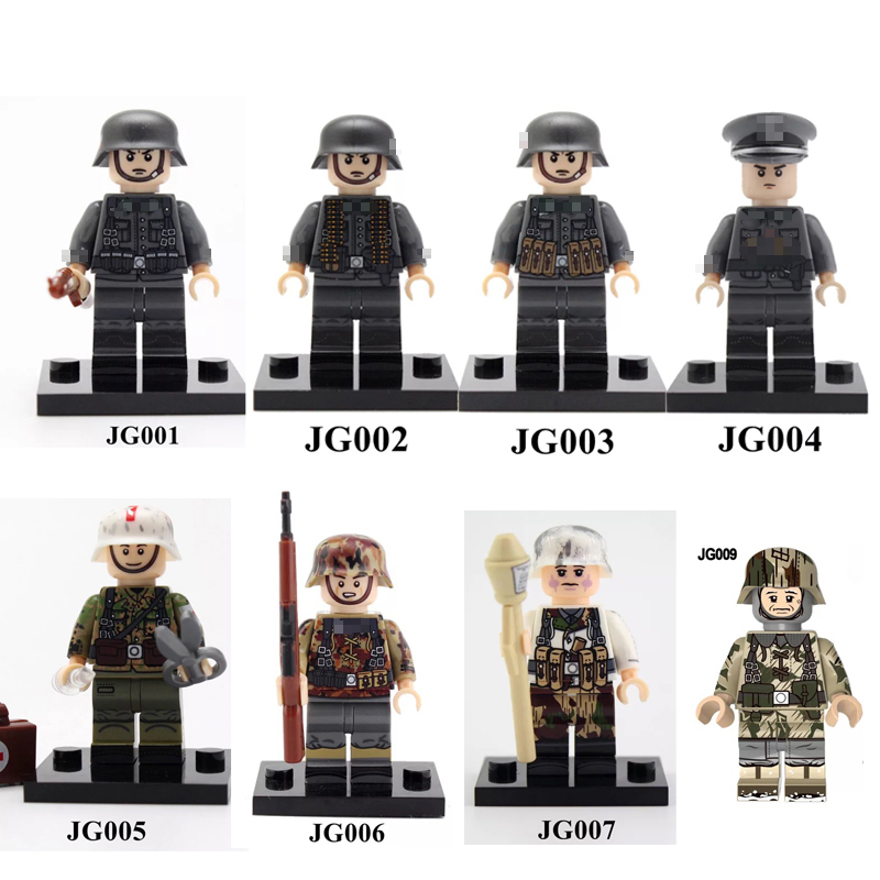 兼容乐高二战人仔德军秋装国防军人仔军事积木四面印刷拼装玩具