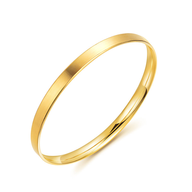 明牌珠宝黄金手镯匠心黄金呆口光板手镯女时尚手镯素圈afi0037