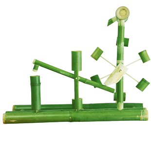 手工定制儿童礼物手摇竹水车幼儿园竹子做的戏水玩具太阳能水车模