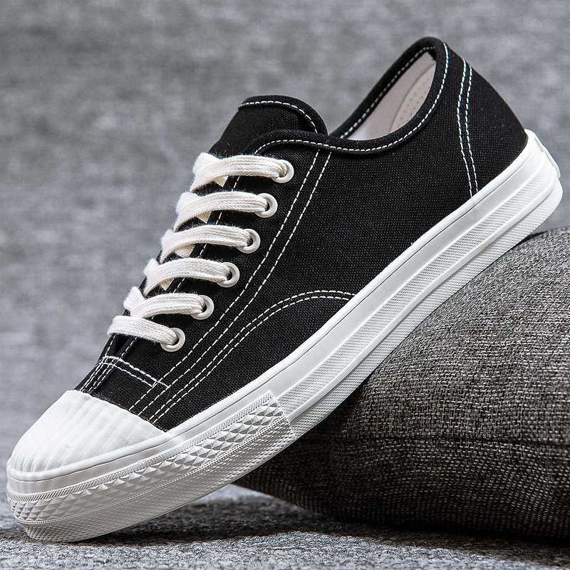 人本帆布鞋男皮面休闲板鞋低帮布鞋男鞋秋季2020新款韩版潮流百搭