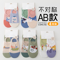 浅口袜子女ins潮短袜卡通可爱纯棉防滑不掉跟船袜隐形袜薄款夏天