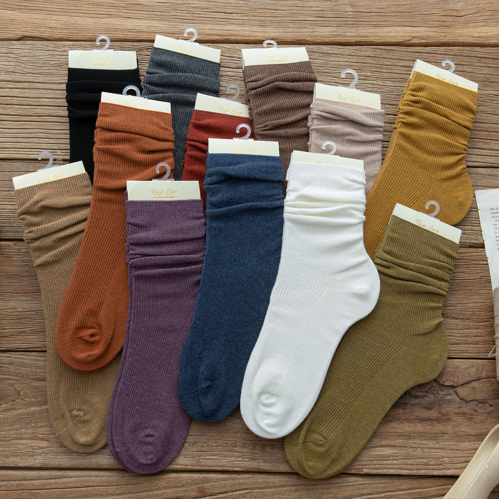 长筒袜子女春秋款黑色中筒袜纯棉长袜堆堆袜高筒复古秋冬季月子袜