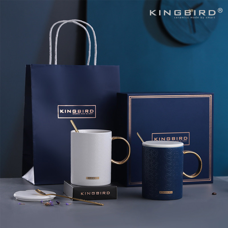 杯子陶瓷生日礼物盒马克杯带盖勺办公室情侣一对款创意家用咖啡杯